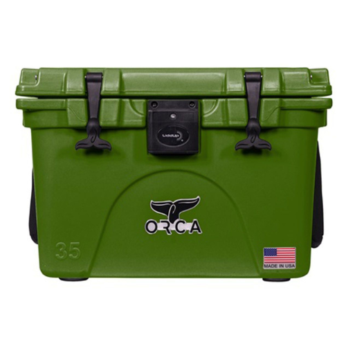 Green ORCA cooler, 35-quart, made in USA